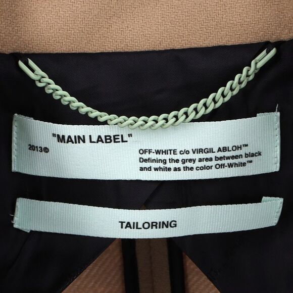 Off-White Patchwork Detail Blazer in Beige Virgin Wool - Picture 4 of 10